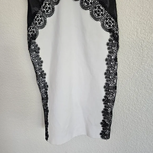 Catherine DeaneCap-Sleeve V-Neck Lace-Panel Sheath Dress, Oyster/Almond size 4 - Picture 6 of 12